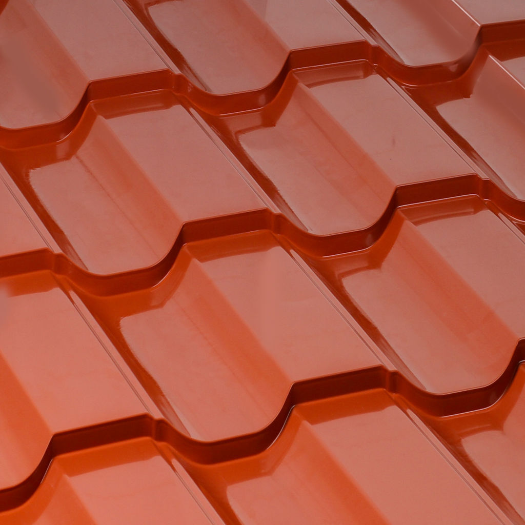 სახურავი თუნუქის 0.50x1200 RAL 8004 (მეტალოკრამიტი, მოდერნი) — თუნუქის სახურავი